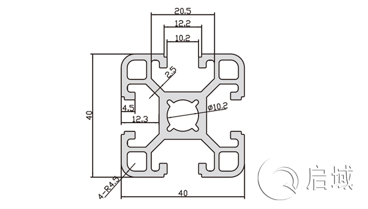 4040F鋁型材圖紙 4040F鋁型材圖紙