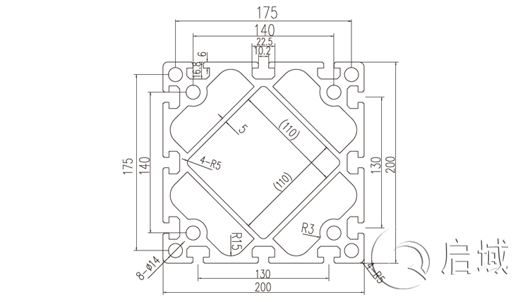QY-10-200200鋁型材圖紙 QY-10-200200鋁型材圖紙